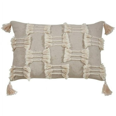 Saro Lifestyle Tri-Line Frayed Down Filled Throw Pillow