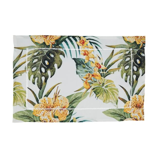 Saro Lifestyle Tropical Flower Hemstitch Placemat