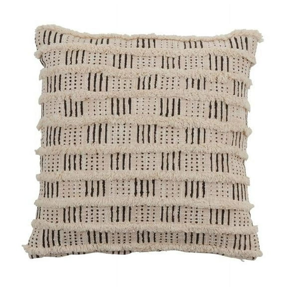 Saro Lifestyle Tufted Block Print Down Filled Throw Pillow