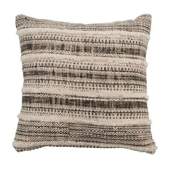 Saro Lifestyle Tufted Block Print Poly Filled Throw Pillow