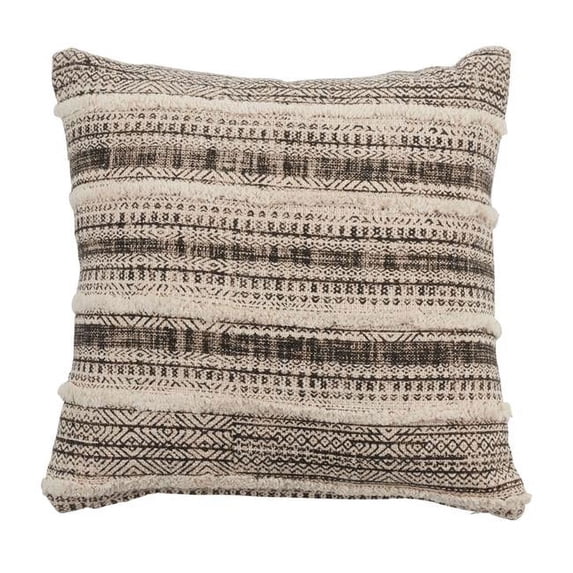 Saro Lifestyle Tufted Block Print Poly Filled Throw Pillow