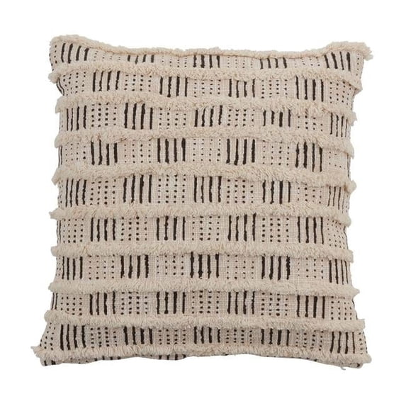 Saro Lifestyle Tufted Block Print Poly Filled Throw Pillow
