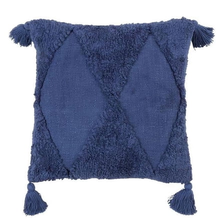 Saro Lifestyle Tufted Diamond Tassel Poly Filled Throw Pillow