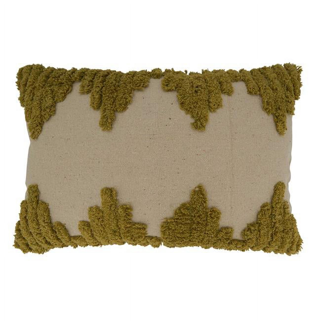 Chartreuse Tufted Cotton Lumbar Throw Pillow Cover 13"x20"