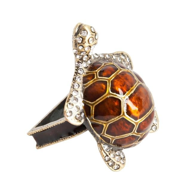 Turtle Design Multicolor Metal Napkin Rings, Set of 4