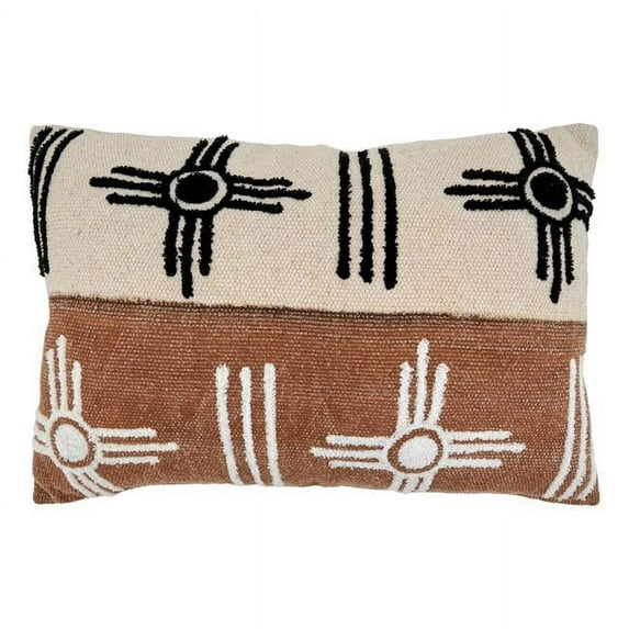 Saro Lifestyle Two-Tone Design Printed and Embroidered Poly Filled Throw Pillow