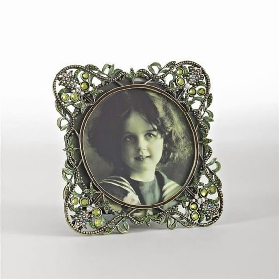 Saro Lifestyle Vintage Green Jeweled Photo Frame
