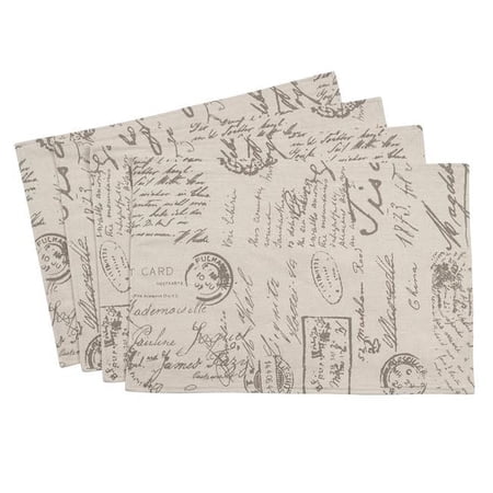 Saro Lifestyle Vintage Script Printed Design Fabric Placemats (Set of 4)