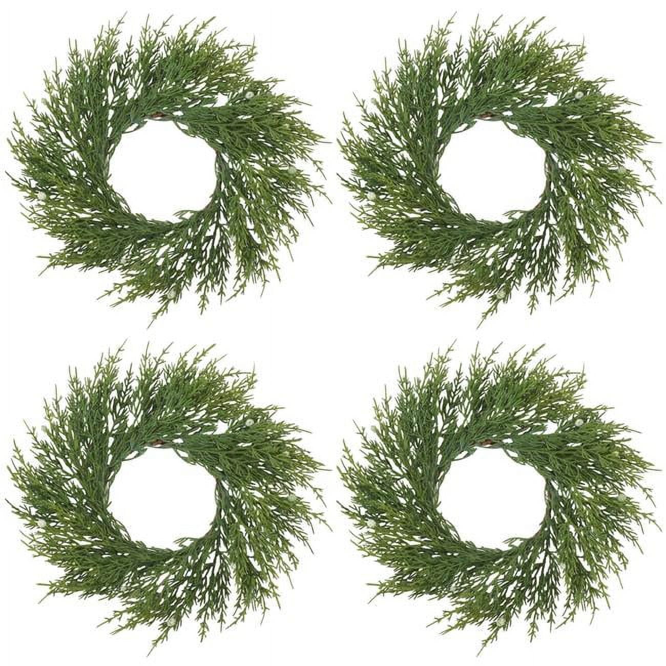 Artificial Green Cypress Winter Wreath Set of 4