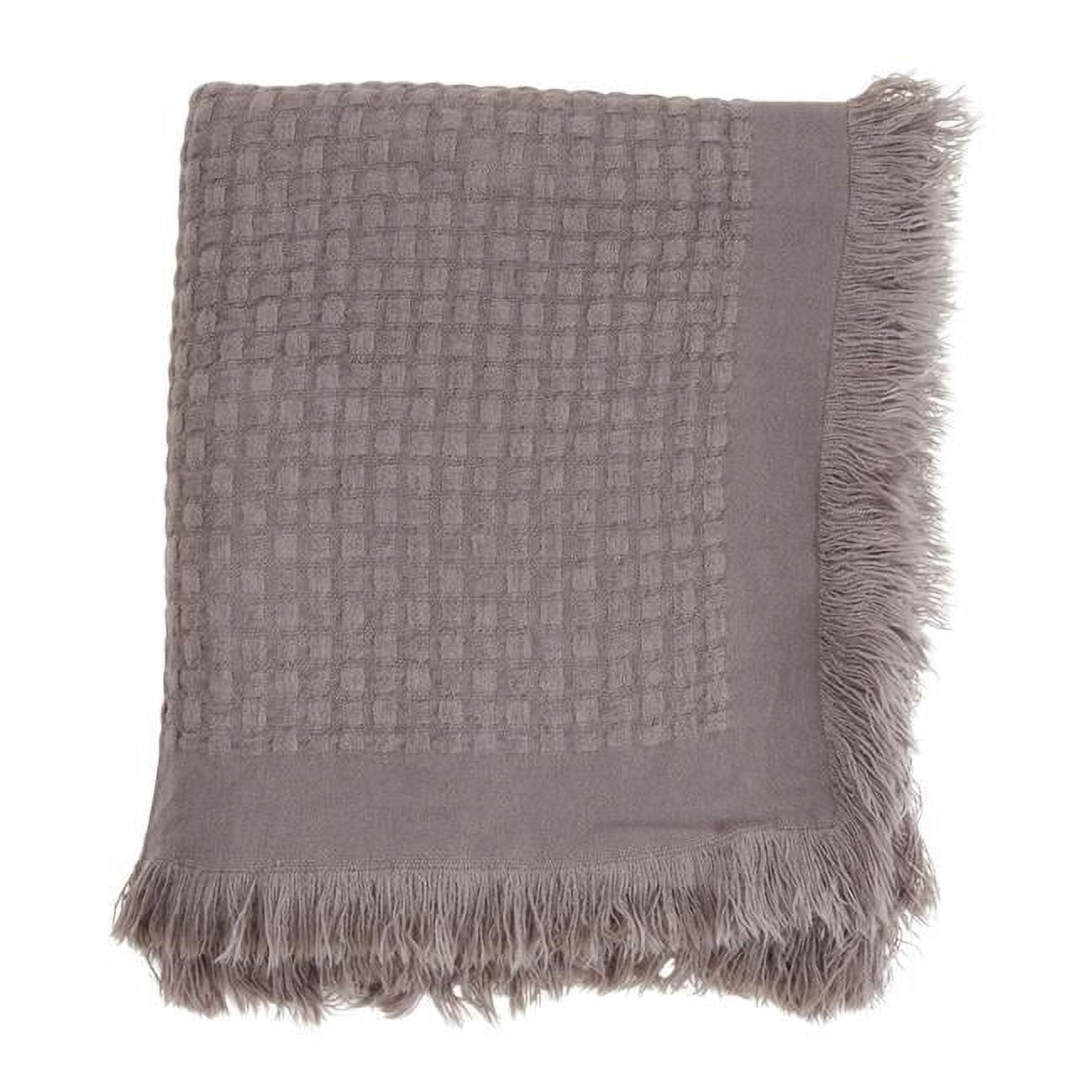 Slate Gray Cotton Waffle Weave Reversible Throw Blanket