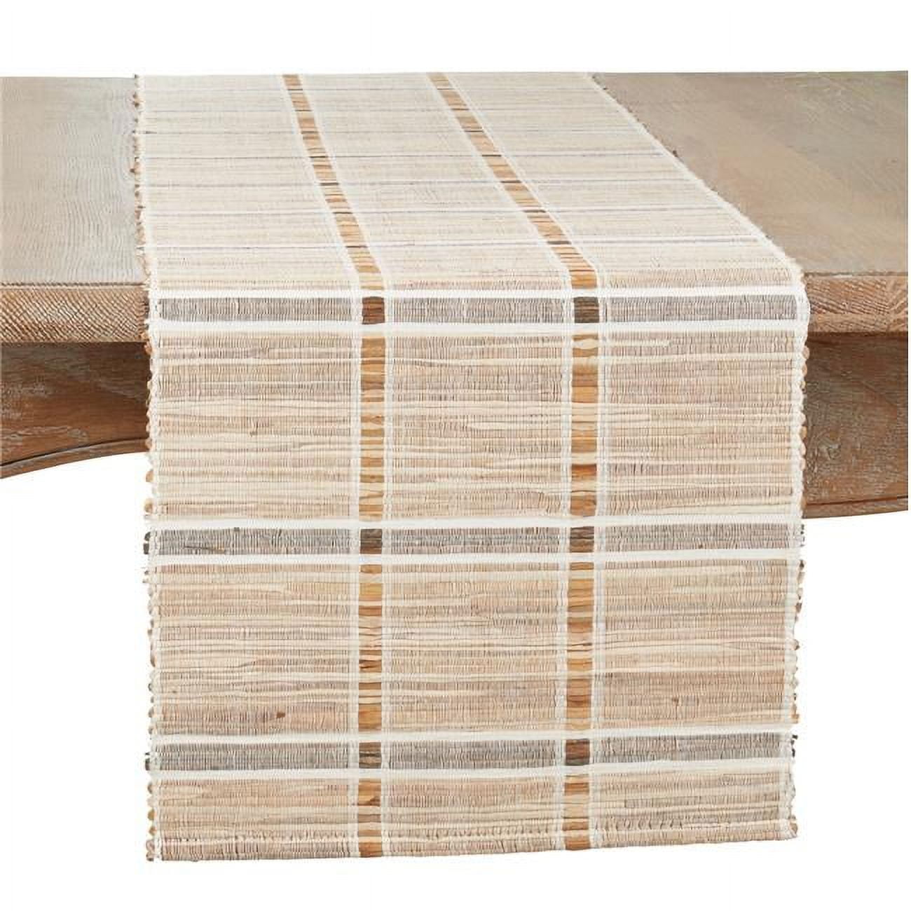 Beige Water Hyacinth Stripe Table Runner, 14"x72"