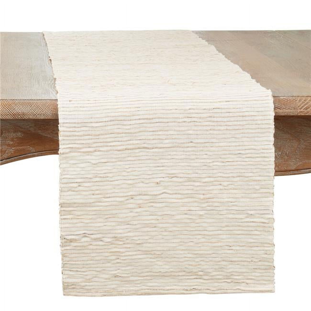 Beige Textured Polyester Table Runner, 23" x 19"
