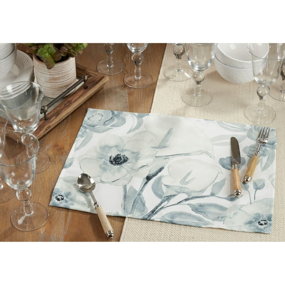Saro Lifestyle Watercolor Large Floral Placemat (Set of 4)