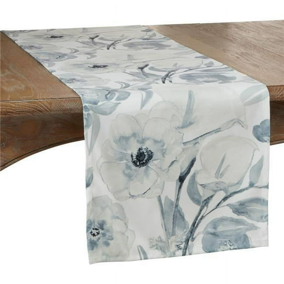 Saro Lifestyle Watercolor Large Floral Table Runner