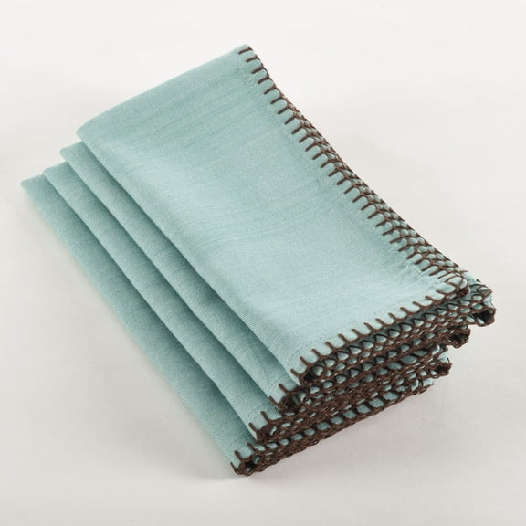 Saro Lifestyle Whip Stitched Design Napkin (Set of 4) Aqua