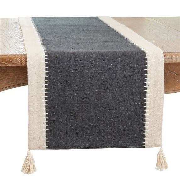 Saro Lifestyle Whipstitch Banded Table Runner