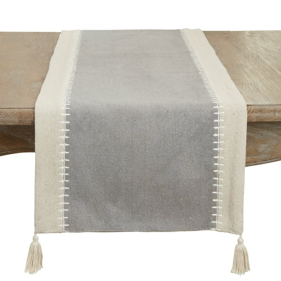 Saro Lifestyle Whipstitched Border Design Table Runner