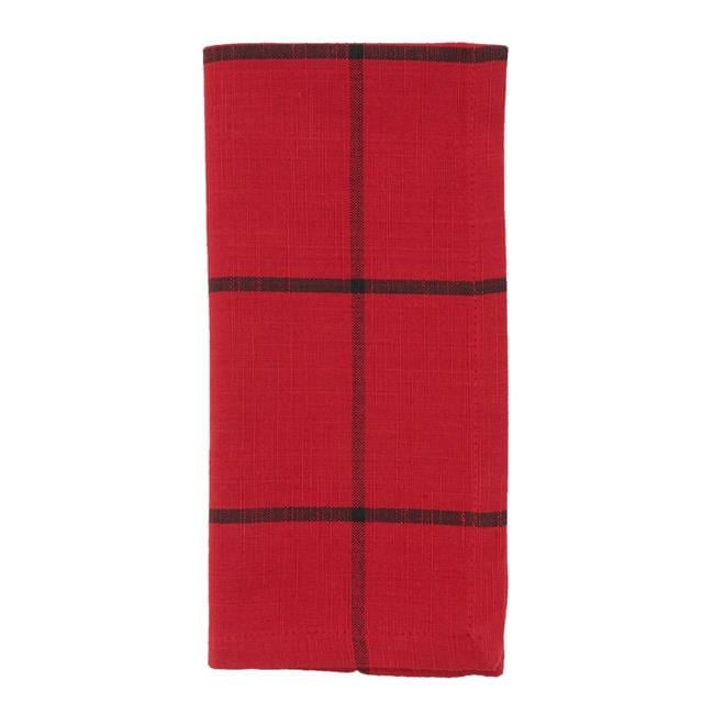 Red Cotton Plaid Christmas Table Napkins Set of 4