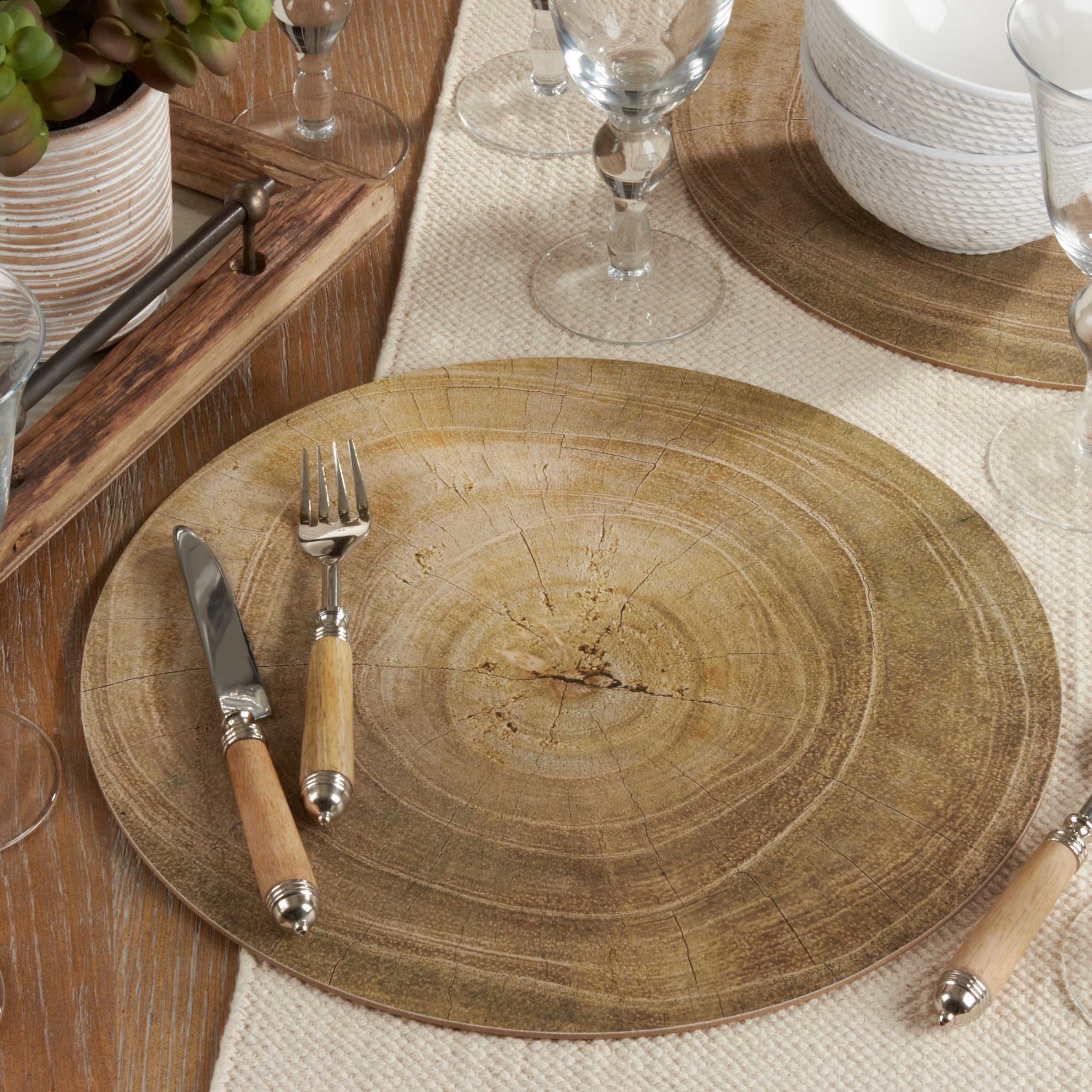 Rustic Brown Wood Grain Print Placemats, Set of 4