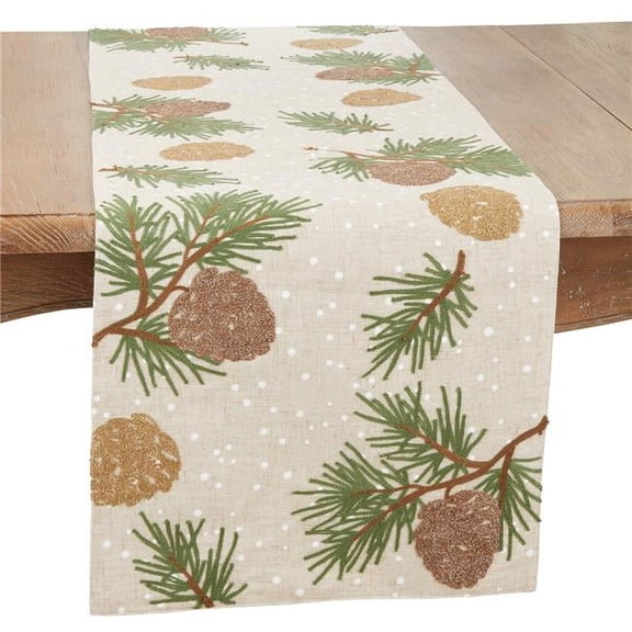 Saro Lifestyle Woodland Pinecones Table Runner
