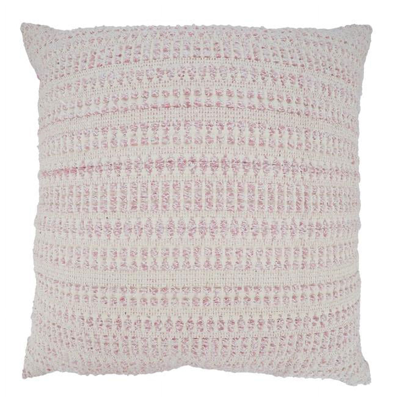 Pink Woven Line Square Cotton Blend Throw Pillow