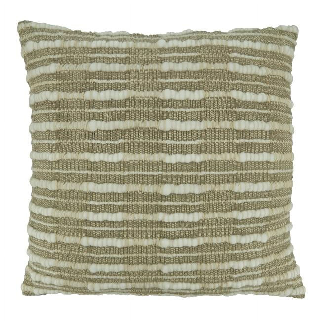 Gray and Beige Striped Woven Throw Pillow with Poly Filling