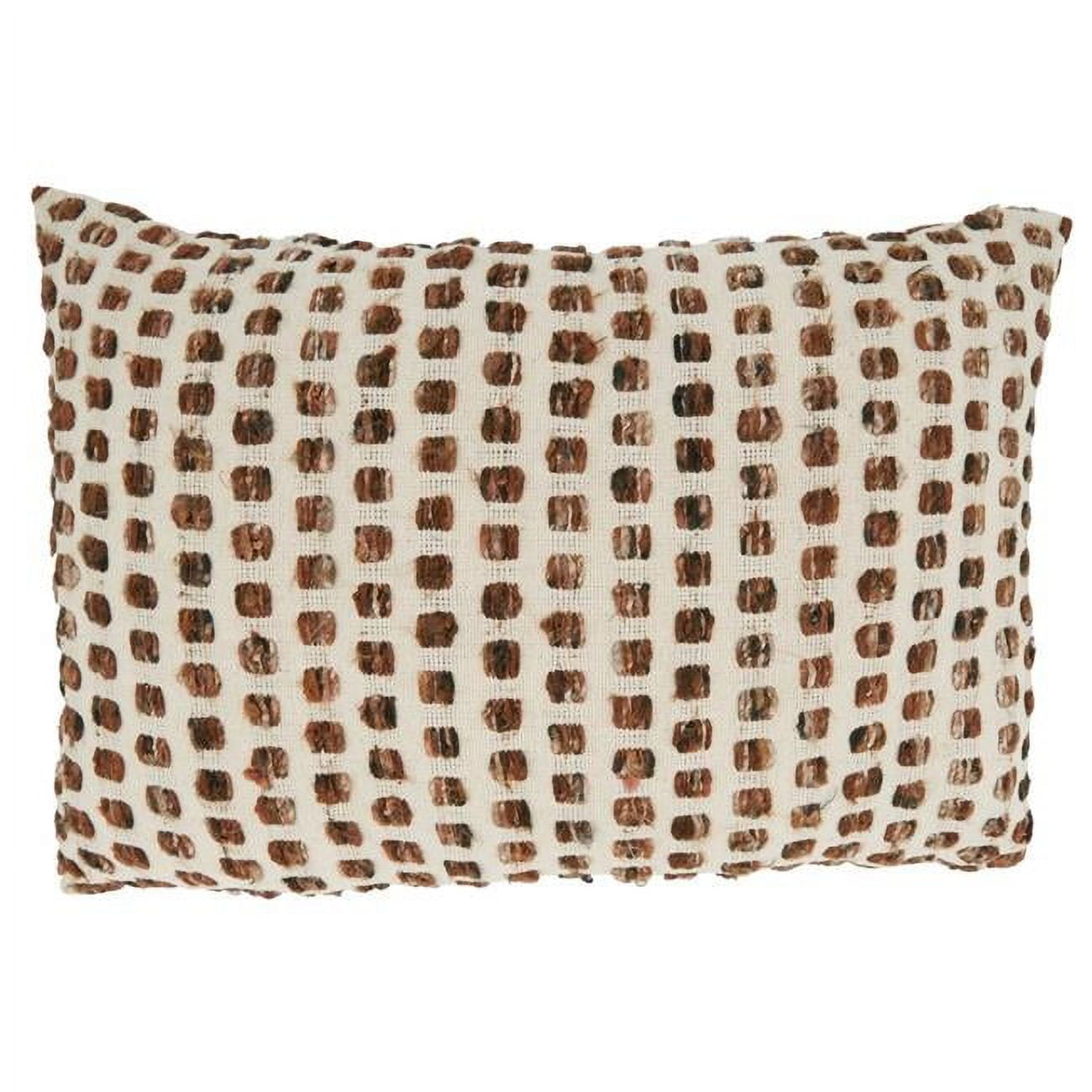 Brown and Beige Rectangular Woven Cotton Pillow Cover