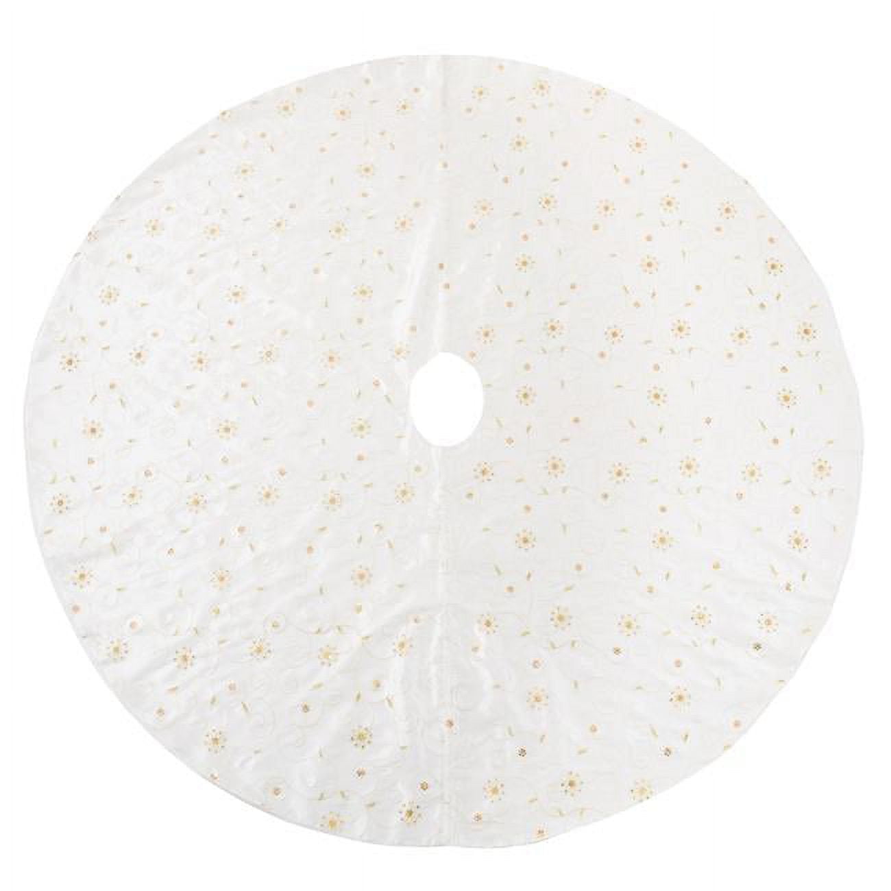 Ivory Embroidered and Sequined 72" Round Christmas Tree Skirt