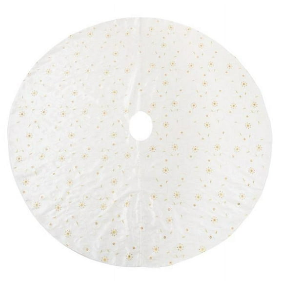 Saro Lifestyle XJ712.I72R 72 in. Embroidered & Sequined Design Tree Skirt, Ivory
