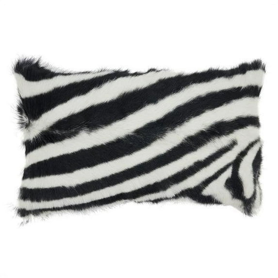 Saro Lifestyle Zebra Goat Fur Poly Filled Throw Pillow