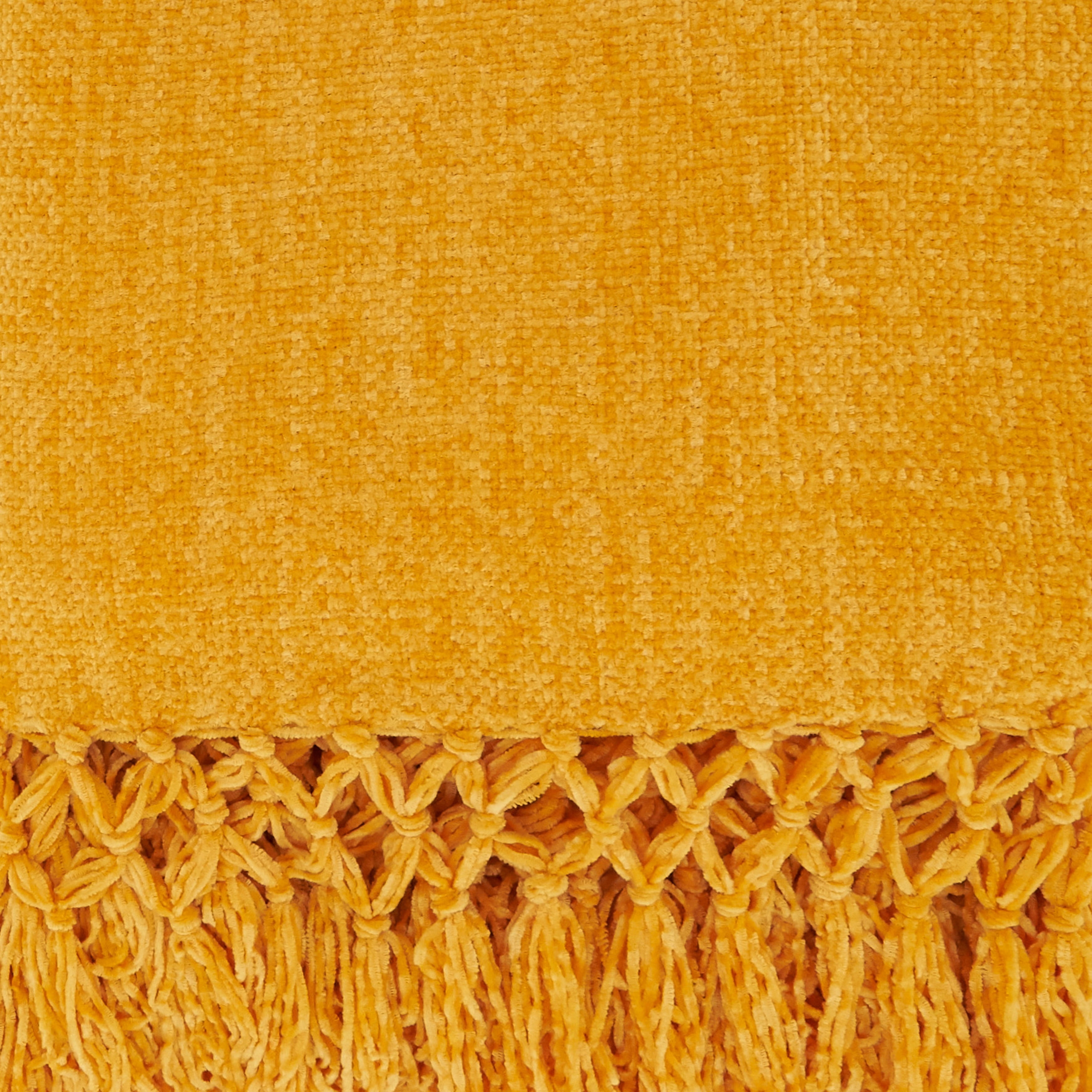 Golden Knotted Chenille Throw Blanket with Tassels, 50 x 60 inches