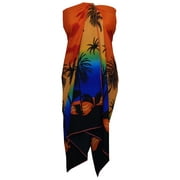 Sarong 42 Women Scenic Coconut Printed Beach Swimsuit Wrap One Size Pareo Orange