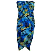 Sarong 43 Allover Ocean Floral Beach Swimsuit Wrap One Size Pareo Blue