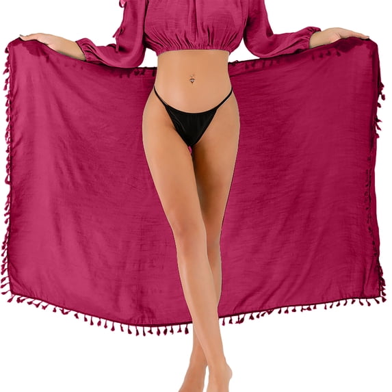 Sarong Cover Up Womens Beach Cover Up Bikini Bathing Suit Swimsuit Swimwear Coverup Sarong Pareo Wraps for Women Hot Pink One Size