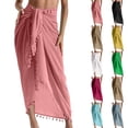 thumbnail image 1 of Sarong Cover Up Womens Beach Cover Up Bikini Bathing Suit Swimsuit Swimwear Coverup Sarong Pareo Wraps for Women Tassel Trim Long Sarong with Front Tie Pink, 1 of 9