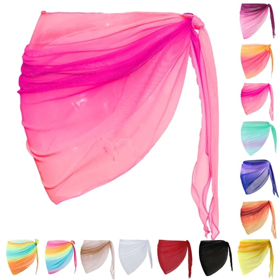 Sarong Coverups for Women Beach Bikini Wrap Sheer Short Skirt Chiffon Cover Ups for Swimwear, Size S-XL