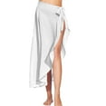thumbnail image 1 of Sarong Tie Swimsuit Cover Up Skirt, Chiffon Beach Wrap With Ruffle Trim, Long & Lightweight For Beach, Pool & Cruise, White M, Size S-2Xl, 1 of 6