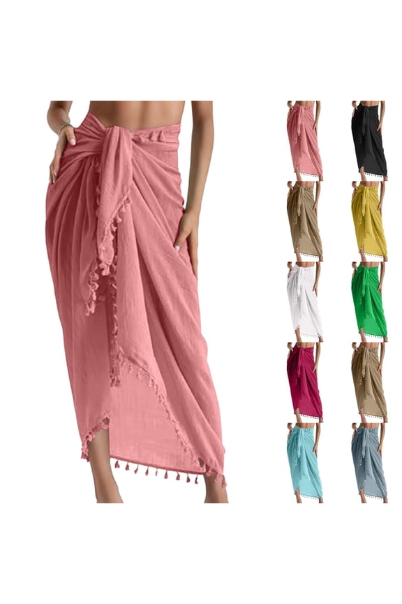 Sarong Wraps for Women Beach Cover Up Bikini Bathing Suit Swimsuit Scarf Pareo Beach Wrap Skirt Coverups White One Size