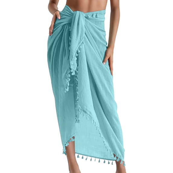 Sarong Wraps for Women Long Beach Swimsuit Cover Up Swimwear Pareo with Tassels Bikini Skirt Coverup for Bathing Suit