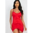 thumbnail image 1 of Saronite Basic Adjustable Ruched Front Cami Straps Mini Dress, Red (Women's), 1 of 1