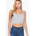thumbnail image 1 of Saronite Basic Cotton Round Neck Removable Bra Cup Cami Straps Crop Tank Top, Light Heather Grey (Women's), 1 of 4