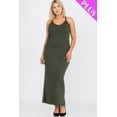 thumbnail image 1 of Saronite Basic Racer Back Cami Straps Maxi Dress, Olive (Women's Plus), 1 of 4