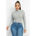thumbnail image 1 of Saronite Basic Rayon Mock Neck Long Sleeve Top, Grey (Women's), 1 of 5
