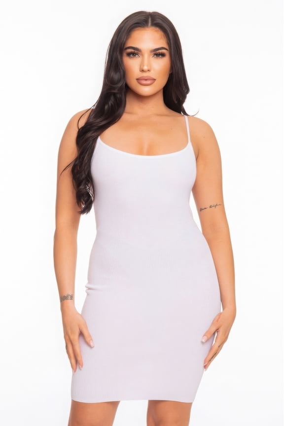 Basics Bodycon Open Back Cami Straps Mini Dress, White (Women's)