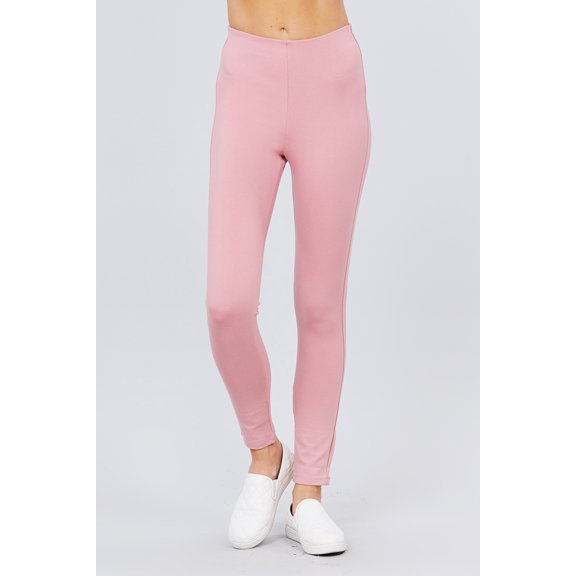 Saronite Basics Full Length Ponte Pants, Pink (Women's)