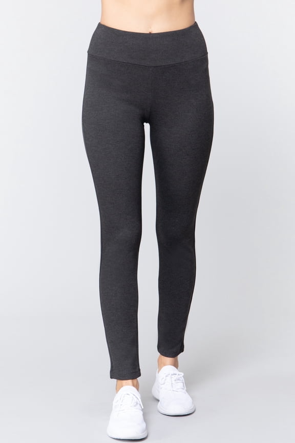 Basics High Waisted Full Length Ponte Pants,Charcoal Grey (Women's)