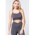 thumbnail image 1 of Saronite Basics Seamless Cross Back Workout Cami Sports Bra Top, Charcoal (Women's), 1 of 3