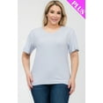thumbnail image 1 of Saronite Basics Short Sleeve Round Neck Soft Classic T-shirt Top, Oyster Grey (Women's Plus), 1 of 1