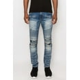 thumbnail image 1 of Saronite Creased Biker Skinny Fit Cotton Denim Jeans Pants, Indigo (Men's), 1 of 5