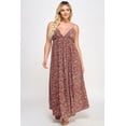 thumbnail image 1 of Saronite Floral Printed Maxi Dress With Tie Back, Rust (Women's Plus), 1 of 5